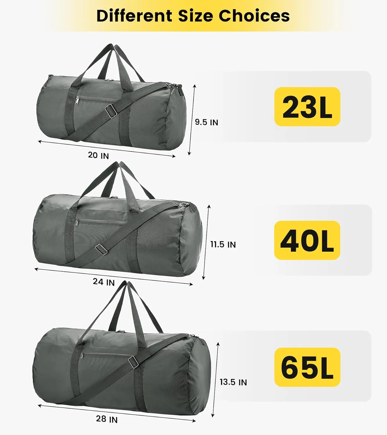Vorspack Duffel Bag 20-24-28 Inches Foldable Gym Bag for Men Women Duffle Bag Lightweight with Inner Pocket for Travel Sports