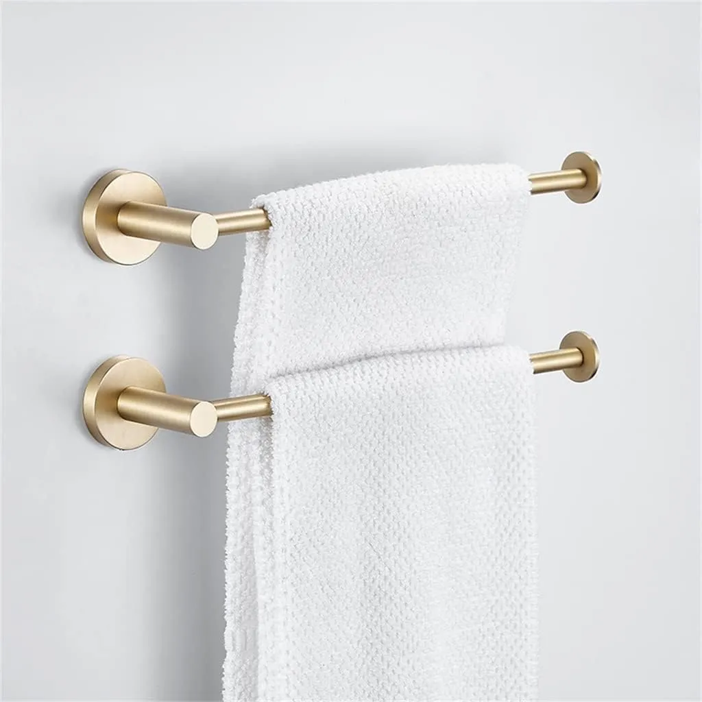 Wall-Mounted Bathroom Towel Rack Brass Brushed Hanging Kitchen Storage Shelf