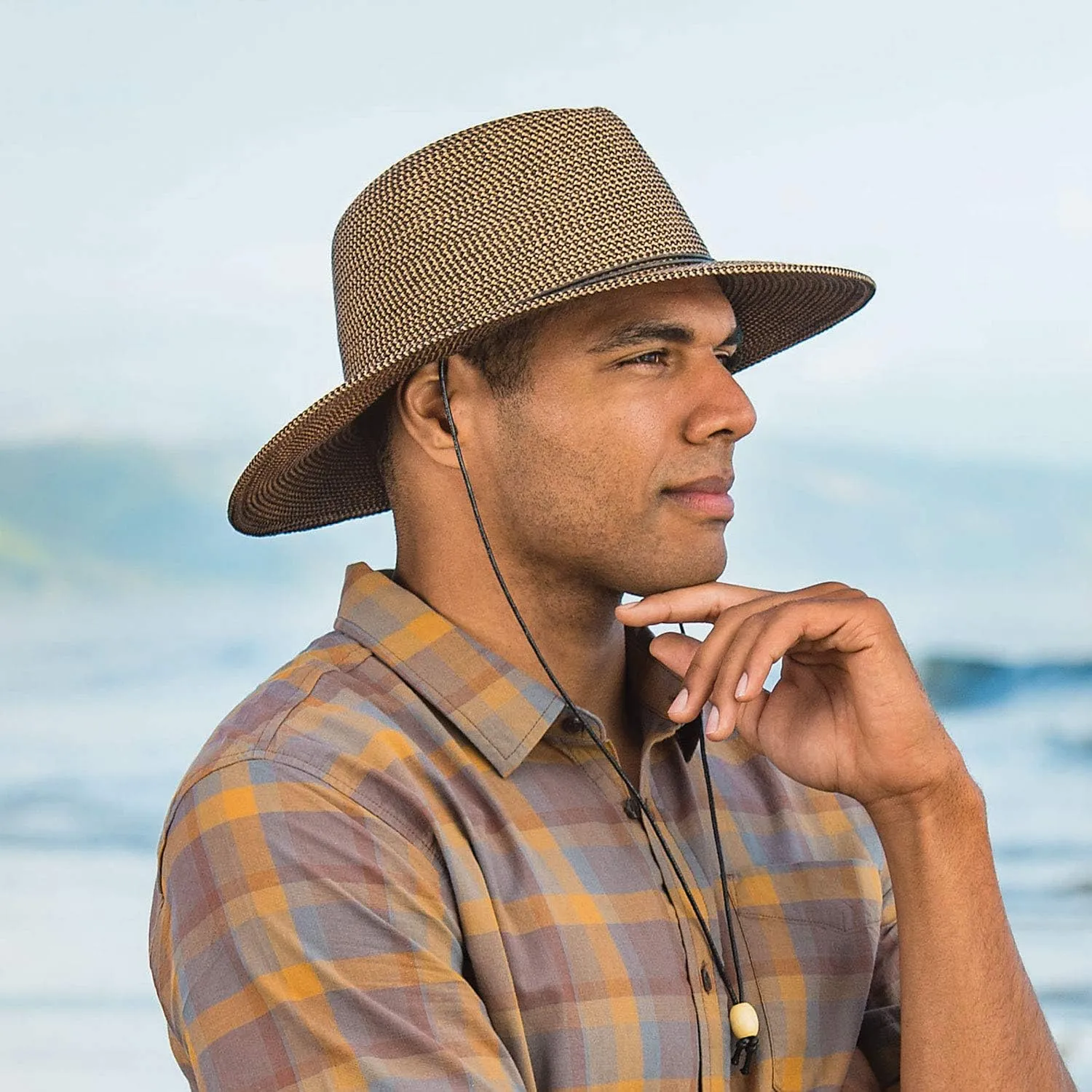 Wallaroo Hat Company Men’s Logan Fedora – UPF 50  Sun Protection, Wide Brim, Packable, Chin Strap and Adjustable Sizing
