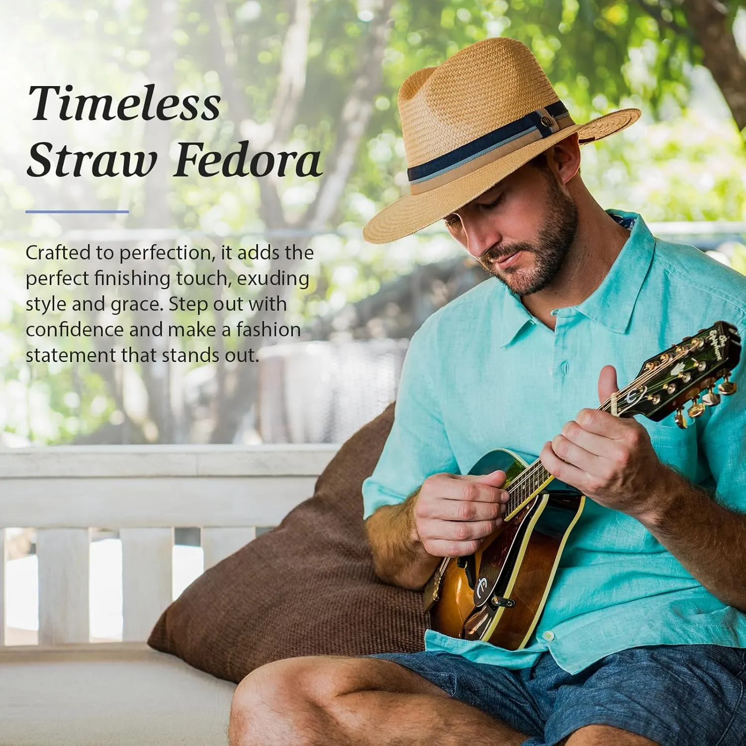 Wallaroo Hat Company – Men’s Turner Fedora – Wide Brim Straw Hat with UPF 50  Sun Protection for Summer and Outdoors