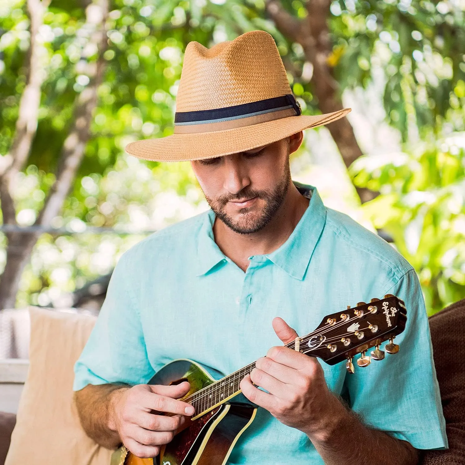 Wallaroo Hat Company – Men’s Turner Fedora – Wide Brim Straw Hat with UPF 50  Sun Protection for Summer and Outdoors