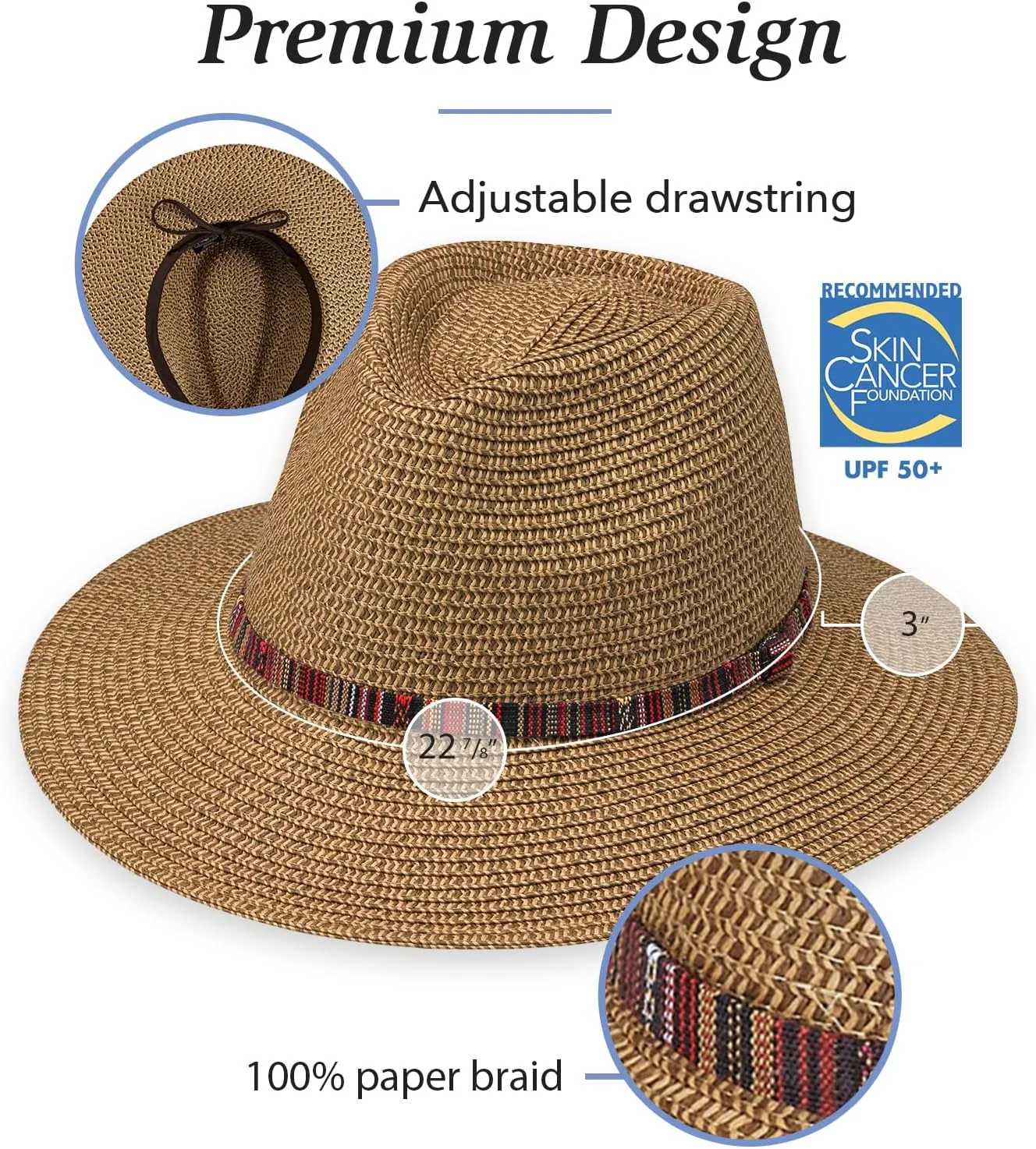 Wallaroo Hat Company Sedona Fedora – UPF 50  Sun Protection, Wide Brim, Adjustable, Packable, Women & Men, 2 Sizes