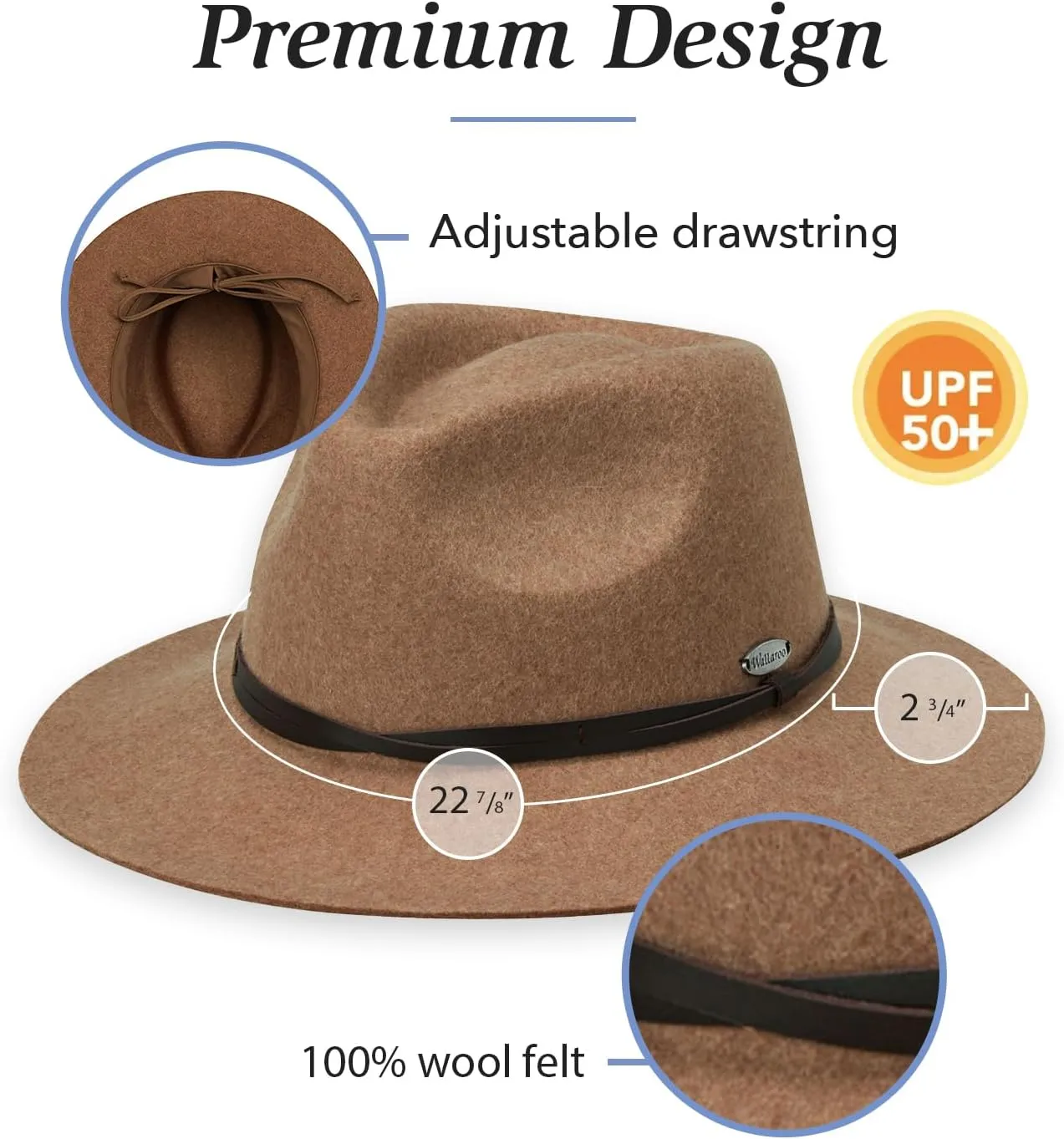 Wallaroo Hat Company Women’s Aspen Fedora – UPF 50  Sun Protection, Packable and Adjustable Sizing for Medium Crown Sizes