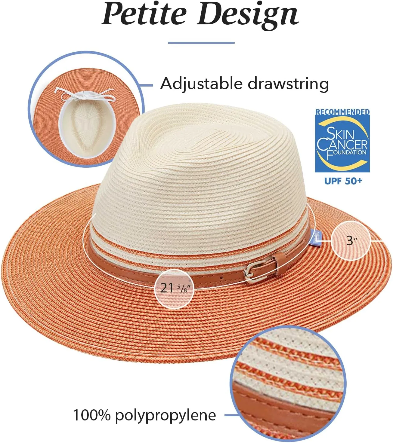 Wallaroo Hat Company Women’s Petite Kristy Fedora – UPF 50 , UV Sun Protection Hat, Packable Design, Adjustable, Small Size