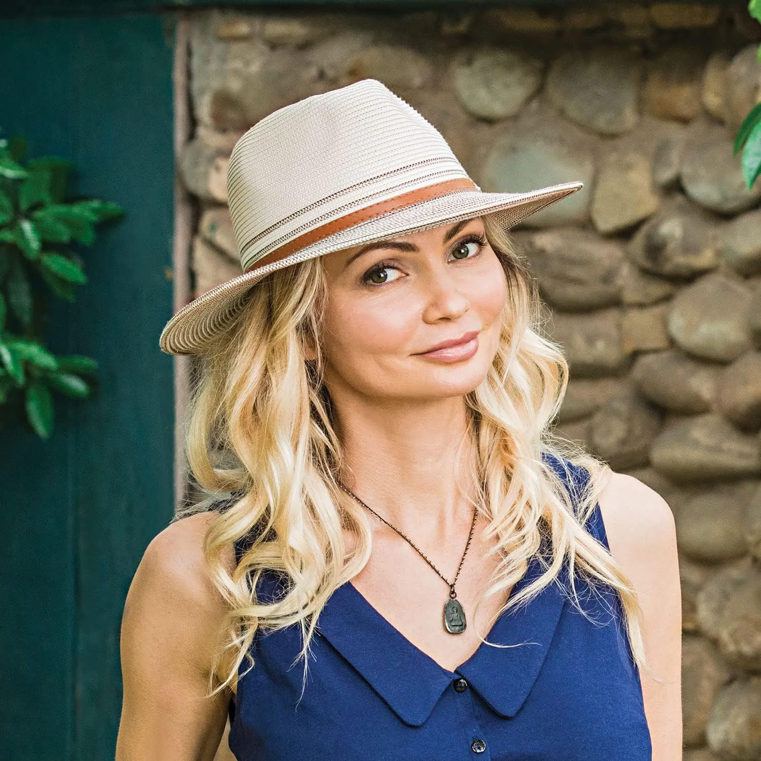 Wallaroo Hat Company Women’s Petite Kristy Fedora – UPF 50 , UV Sun Protection Hat, Packable Design, Adjustable, Small Size
