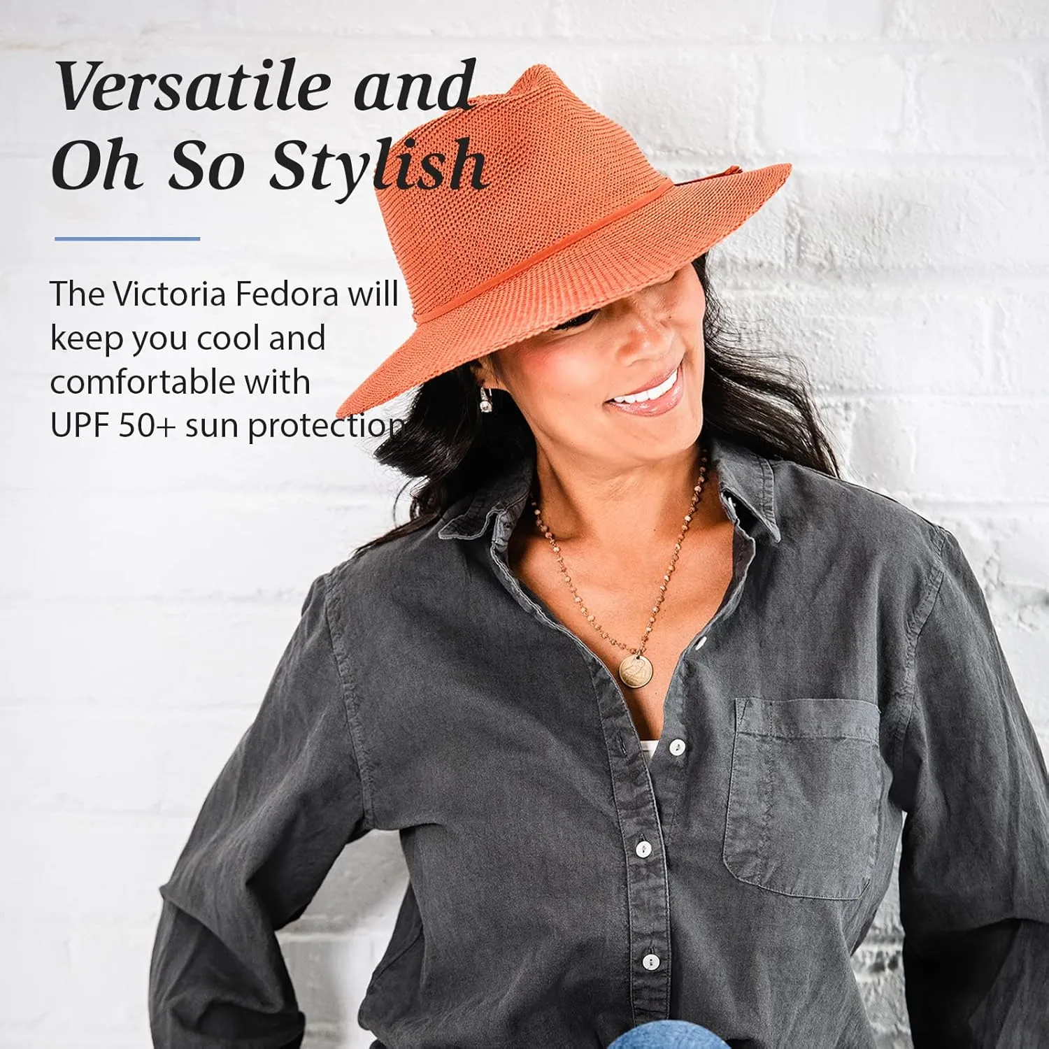 Wallaroo Hat Company Women’s Victoria Fedora – UPF 50  UV Protection, Wide Brim, Medium Size, Packable & Adjustable Sun Hat