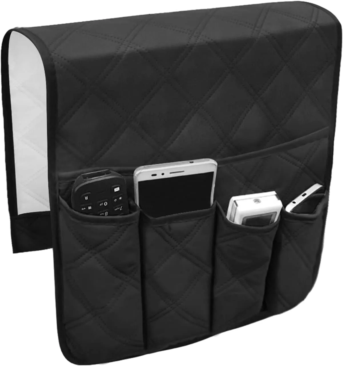 Waterproof Armrest Covers Sofa Arm Organizer with 5 Pockets for Tablet Magazines TV Remote Holder, Non-slip Recliner Couch Armchair Slipcover Furniture Sofa Arm Protector Storage Caddy Pouch