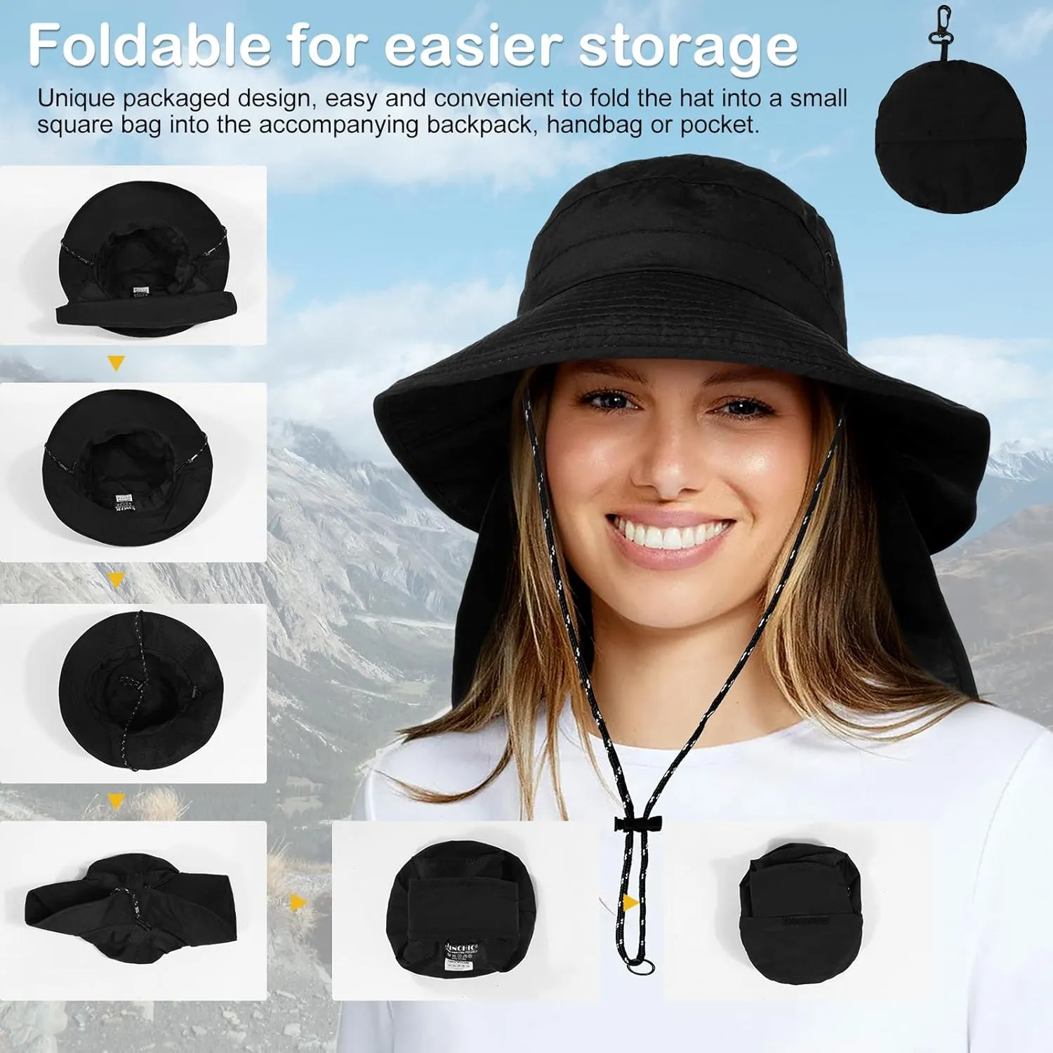 Waterproof Sun UPF 50  Bucket Hat UV Protection Packable Brimmed Boonie for Women Men Summer Lightweight Hiking Outdoor Cap