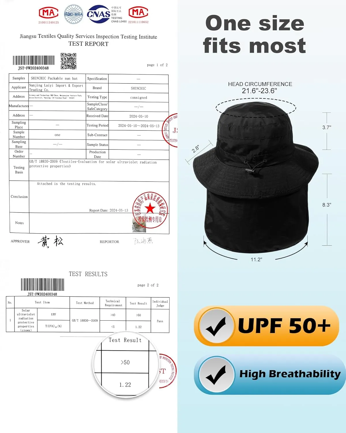 Waterproof Sun UPF 50  Bucket Hat UV Protection Packable Brimmed Boonie for Women Men Summer Lightweight Hiking Outdoor Cap