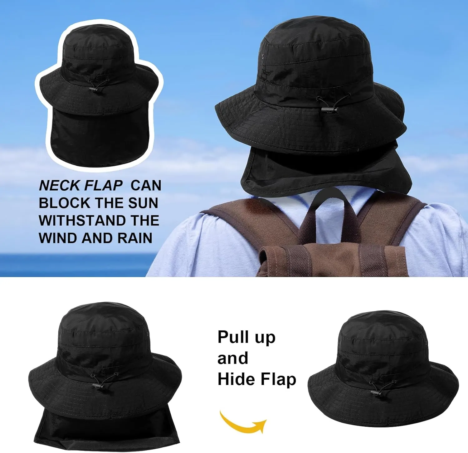 Waterproof Sun UPF 50  Bucket Hat UV Protection Packable Brimmed Boonie for Women Men Summer Lightweight Hiking Outdoor Cap