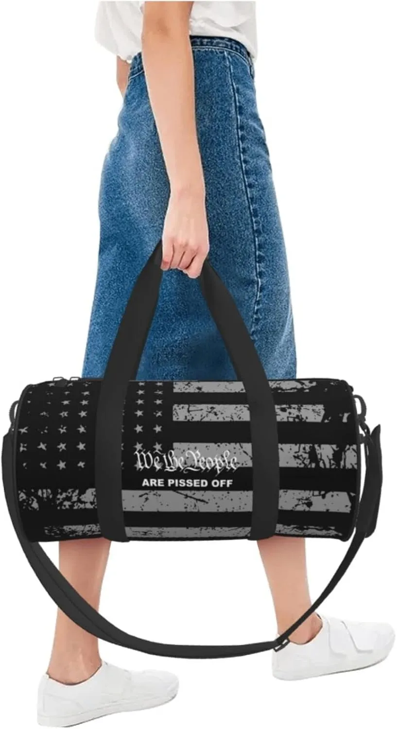 We The People Are Pissed Off Travel Luggage Duffel Bag Sports Rolling Foldable Duffel Bag, Black