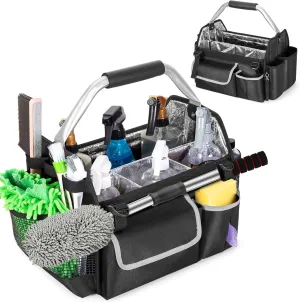 Wearable Detailing Caddy, Quick Load Collapsible Car Care Bag with Handle & Shoulder Strap, Detail Carry Organizer with Multi Pockets for Auto Cleaning Supplies & Vehicle Wash Tools, Bag Only