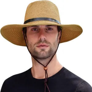Western Cowboy Hat for Men Women Beach Sun Hat Wide Brim Panama Fedora Outdoor Foldable Summer Straw Sombrero Rancher Cap