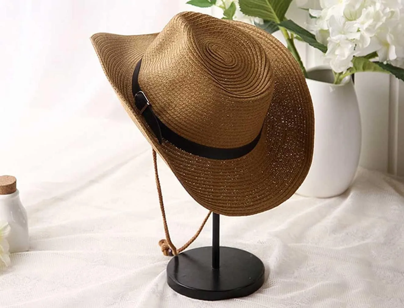 Western Cowboy Hat for Men Women Beach Sun Hat Wide Brim Panama Fedora Outdoor Foldable Summer Straw Sombrero Rancher Cap
