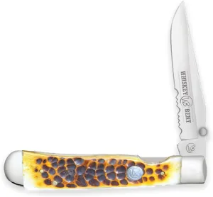 WHISKEY BENT HAT CO. Locking Trapper Folding Pocket Knife 4.125" Closed Length 440C Stainless Steel Blades (Legacy - Serrated)