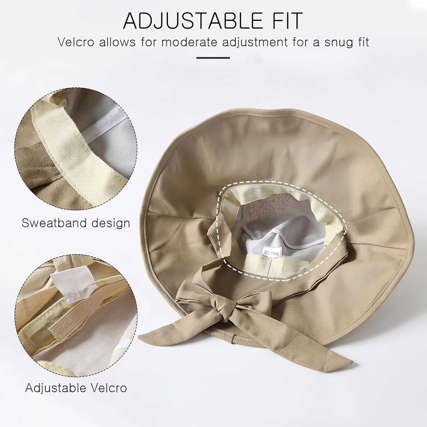 Wide Brim Sun Hat UPF 50  Cotton Bucket Hat with Chin Strap Adjustable Foldable Summer Beach Cap Fishing Hat