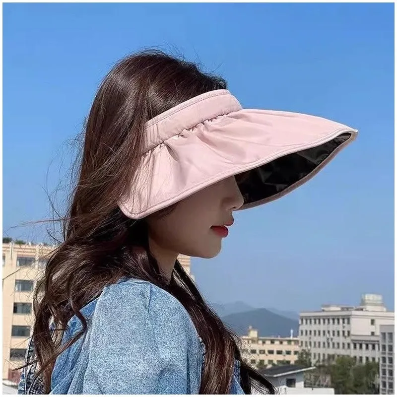 Wide Brim Sun Hat With Rolled Edge And Open Top