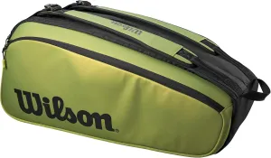 WILSON Blade V8 Super Tour Tennis Racket Bag - Green/Black, Holds up to 9 Rackets