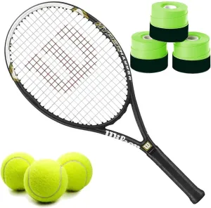 Wilson Hyper Hammer 5.3 110 Pre-Strung Recreational Tennis Racquet Set or Kit Bundled with Overgrips and a Can of ITF Regulation Tennis Balls