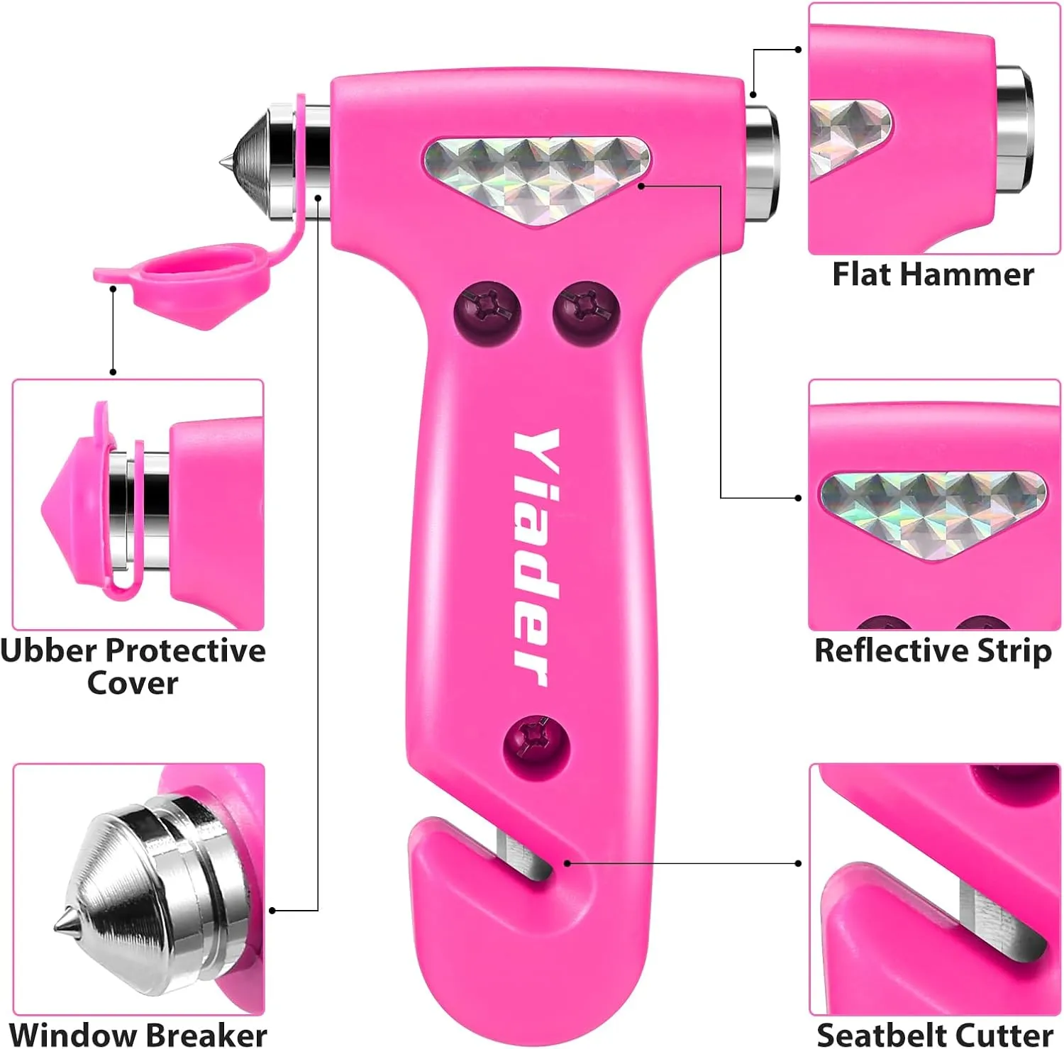 Window Breaker, 3-in-1 Emergency Escape Tool with Car Window Breaker and Seatbelt Cutter, Car Safety Hammer Car Essentials Tool for Women