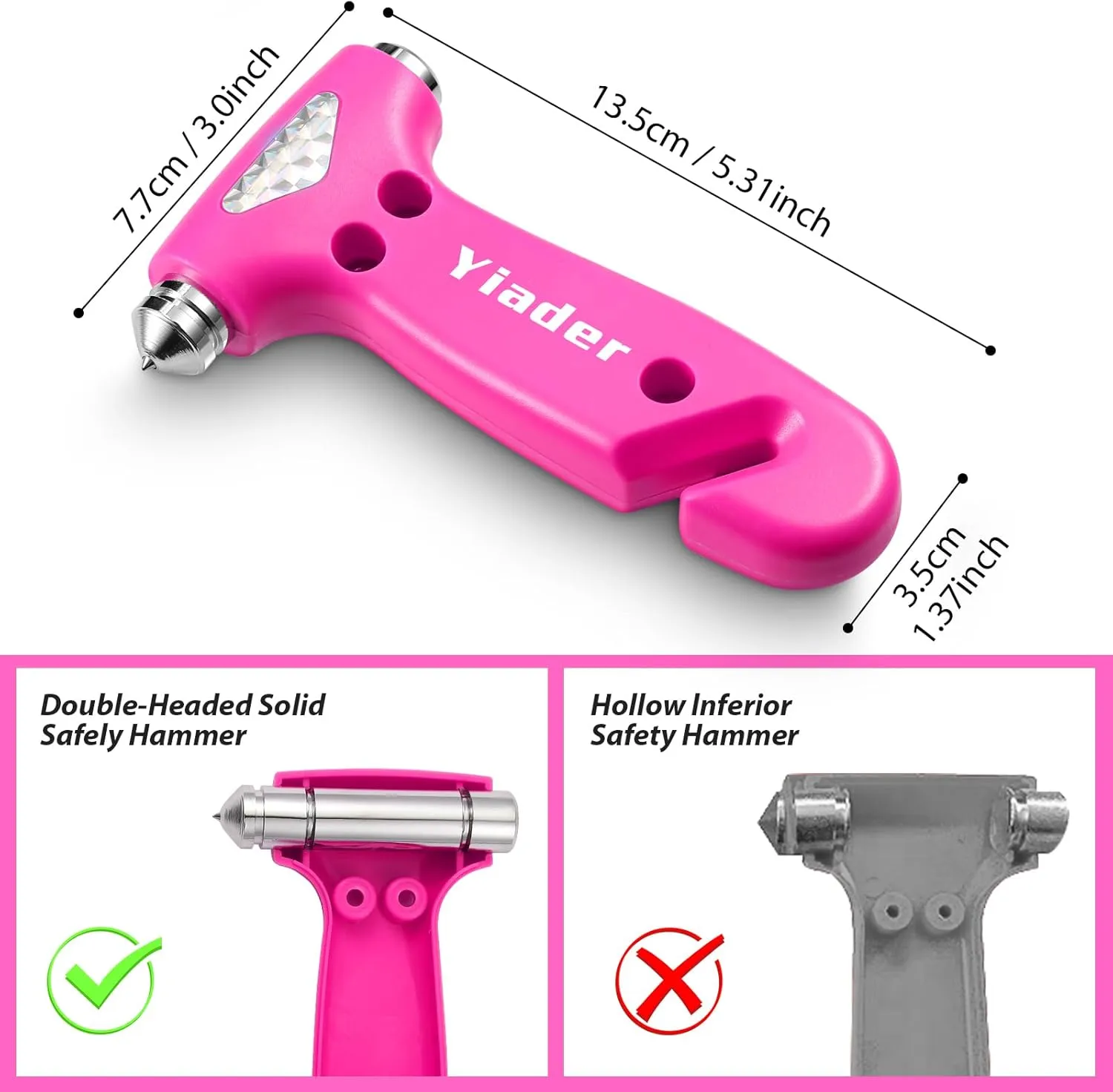 Window Breaker, 3-in-1 Emergency Escape Tool with Car Window Breaker and Seatbelt Cutter, Car Safety Hammer Car Essentials Tool for Women