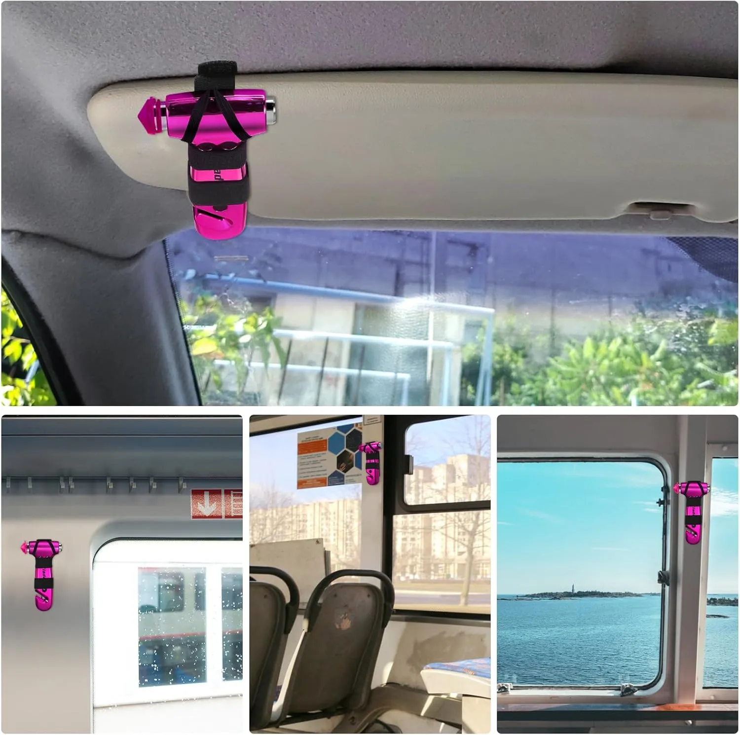 Window Breaker, 3-in-1 Emergency Escape Tool with seat Belt Cutter and Glass Breaker, Safety Emergency Car Escape Tool for Car, Electroplating Pink