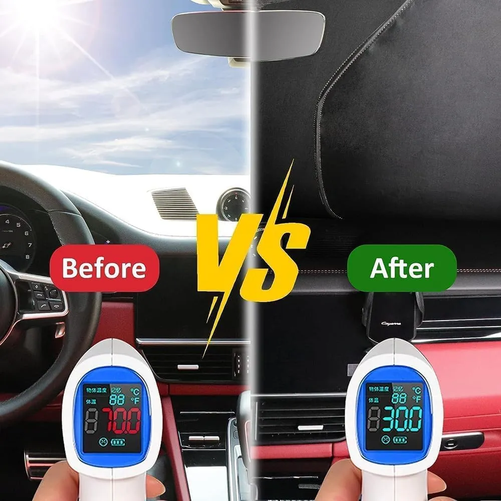 Windscreen Sun Shade for Suzuki Vitra 2016-2023, Foldable Car Front Windshield Sunshade Sun Protection UV Protection Interior Accessories,Black, normal
