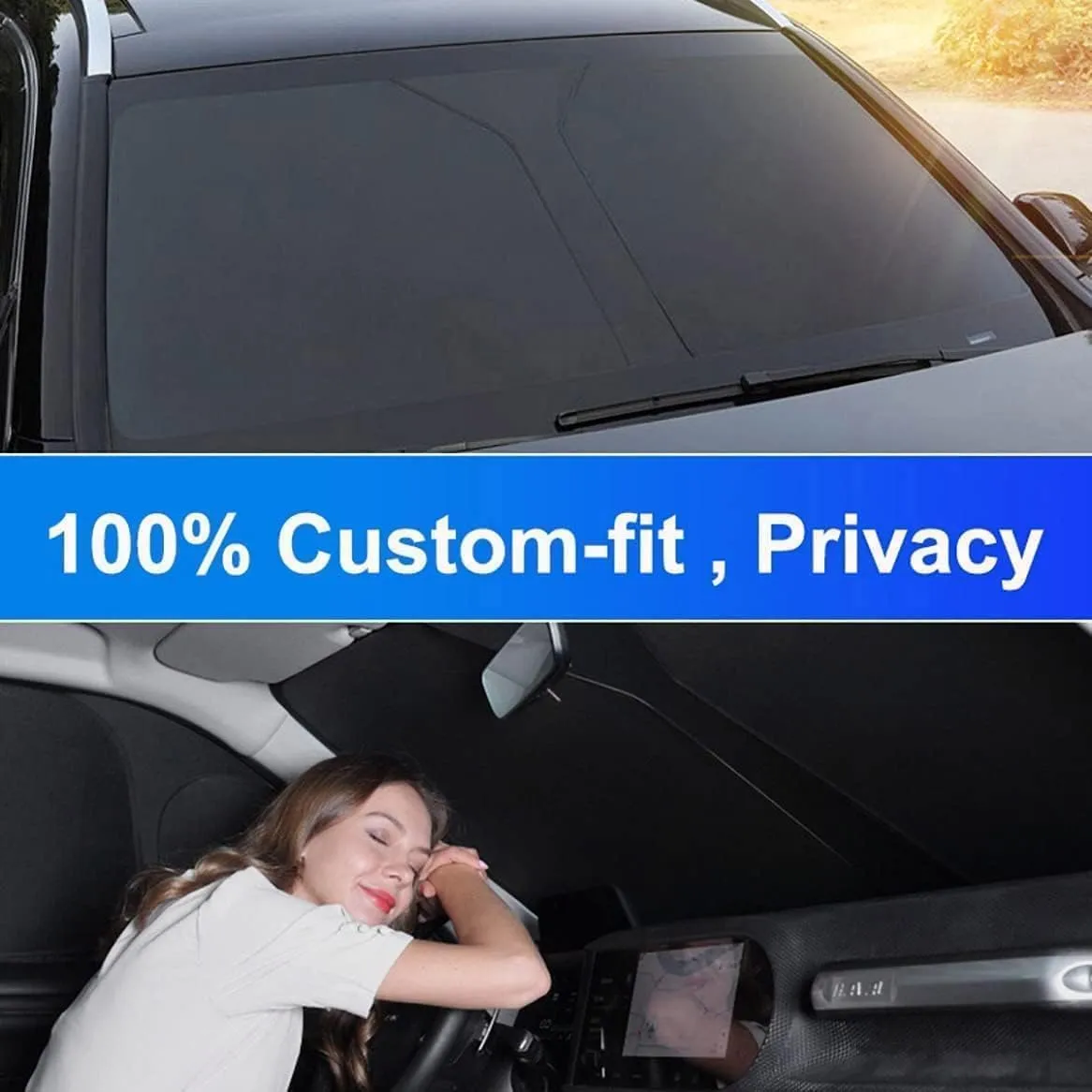 Windscreen Sun Shade for Suzuki Vitra 2016-2023, Foldable Car Front Windshield Sunshade Sun Protection UV Protection Interior Accessories,Black, normal