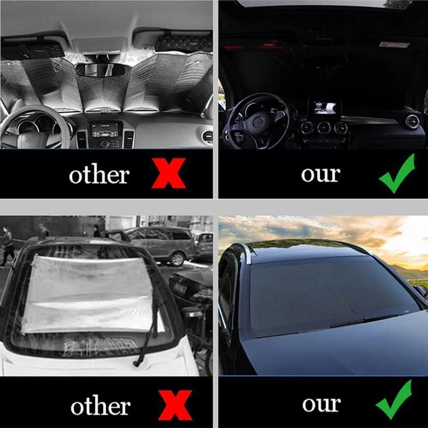 Windscreen Sun Shade for Suzuki Vitra 2016-2023, Foldable Car Front Windshield Sunshade Sun Protection UV Protection Interior Accessories,Black, normal