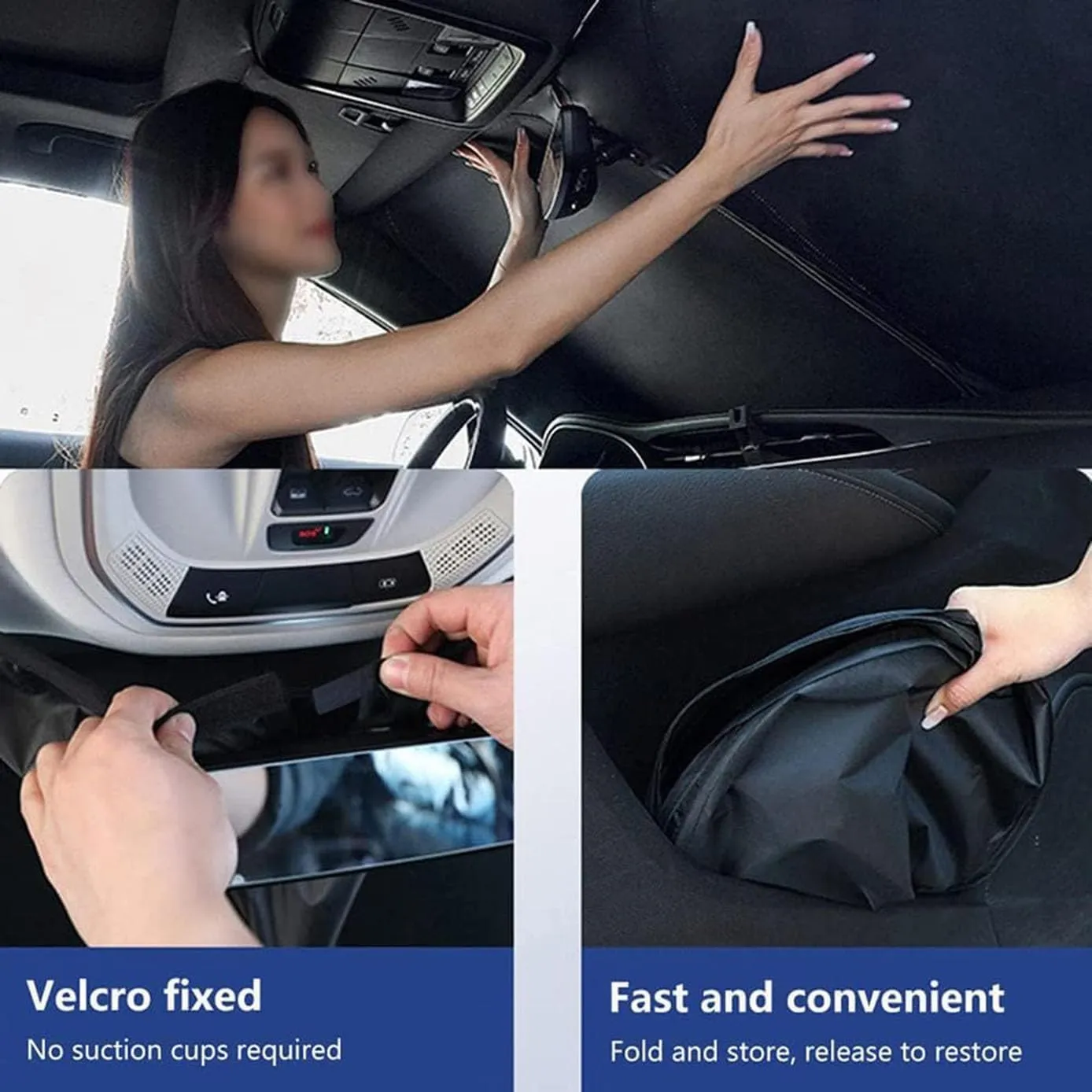 Windscreen Sun Shade for Suzuki Vitra 2016-2023, Foldable Car Front Windshield Sunshade Sun Protection UV Protection Interior Accessories,Black, normal