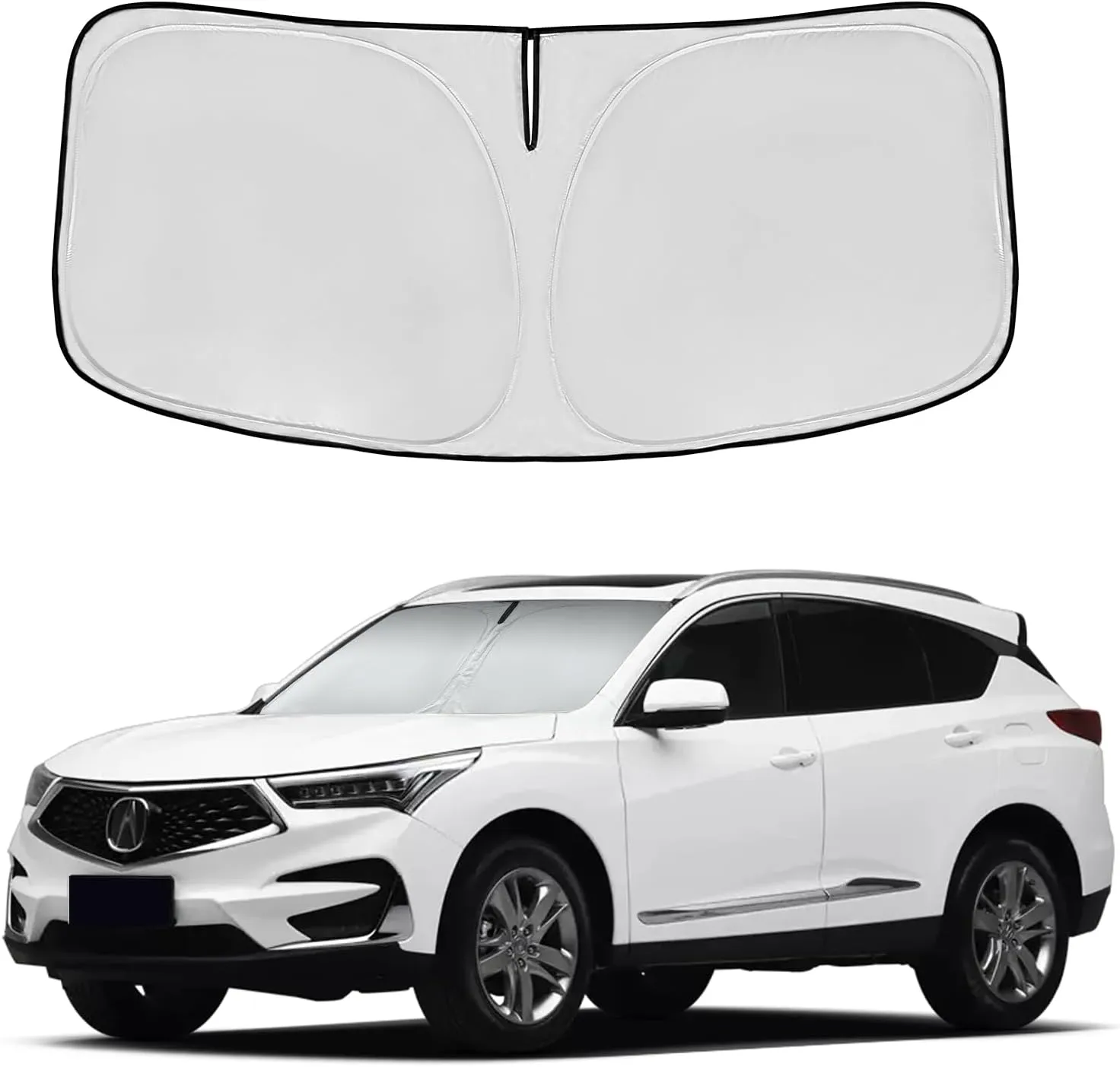 Windshield Sun Shade for Acura RDX 2019-2025 Double Layer 240T Front Window Shade Custom Fit RDX Sun Visor Foldable Shade Blocks UV Rays Summer Must Have Car Accessories