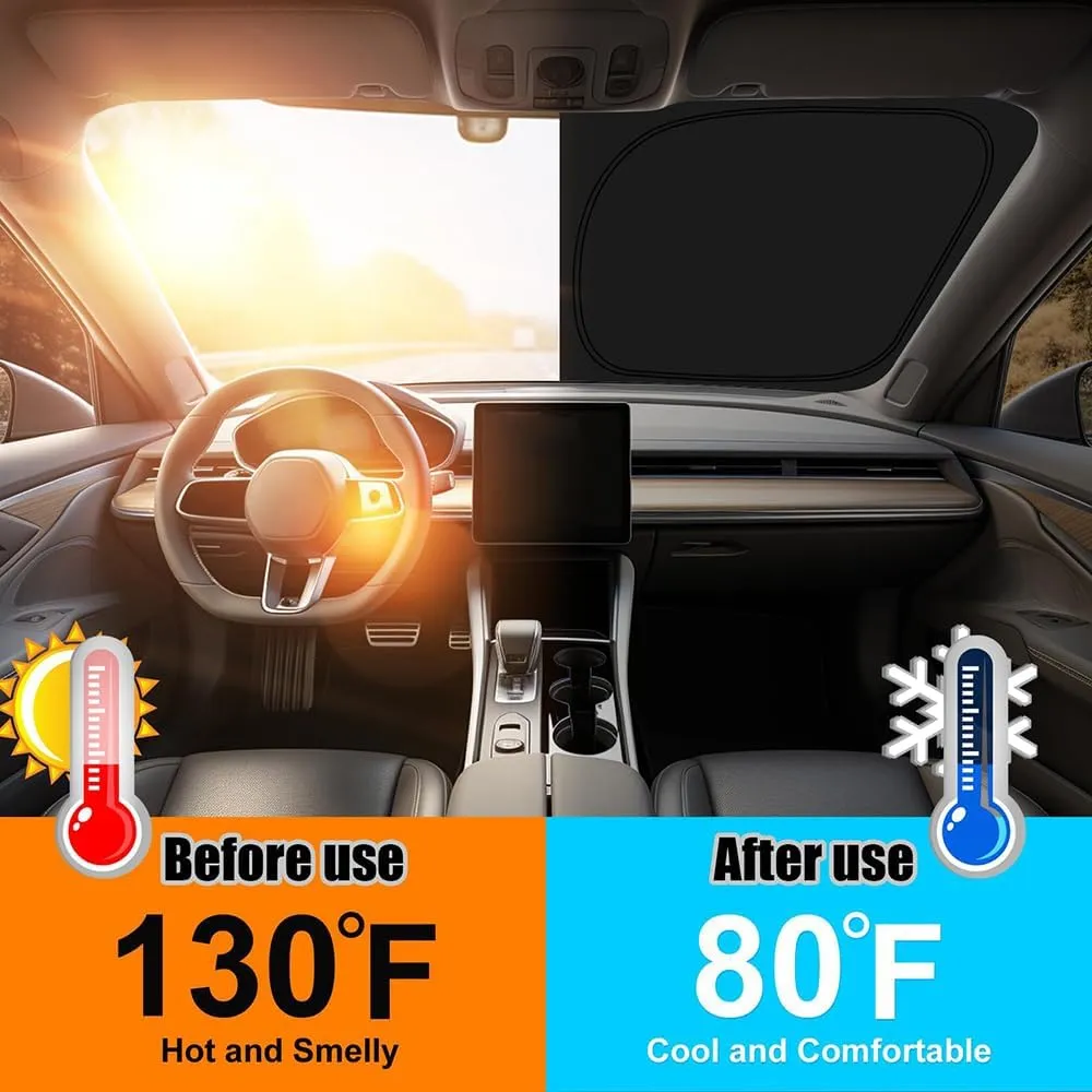 Windshield Sun Shade for Buick Excelle GX/Excelle HRV/Excelle XT, Foldable Car Sun Shade Windshield Cover Sun Shade Reflective Heat Insulation Car Sunshade with Storage Pouch,L-145X80cm