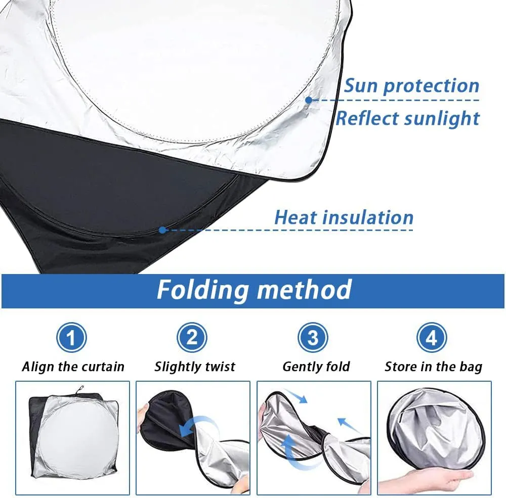 Windshield Sun Shade for Buick Excelle GX/Excelle HRV/Excelle XT, Foldable Car Sun Shade Windshield Cover Sun Shade Reflective Heat Insulation Car Sunshade with Storage Pouch,L-145X80cm