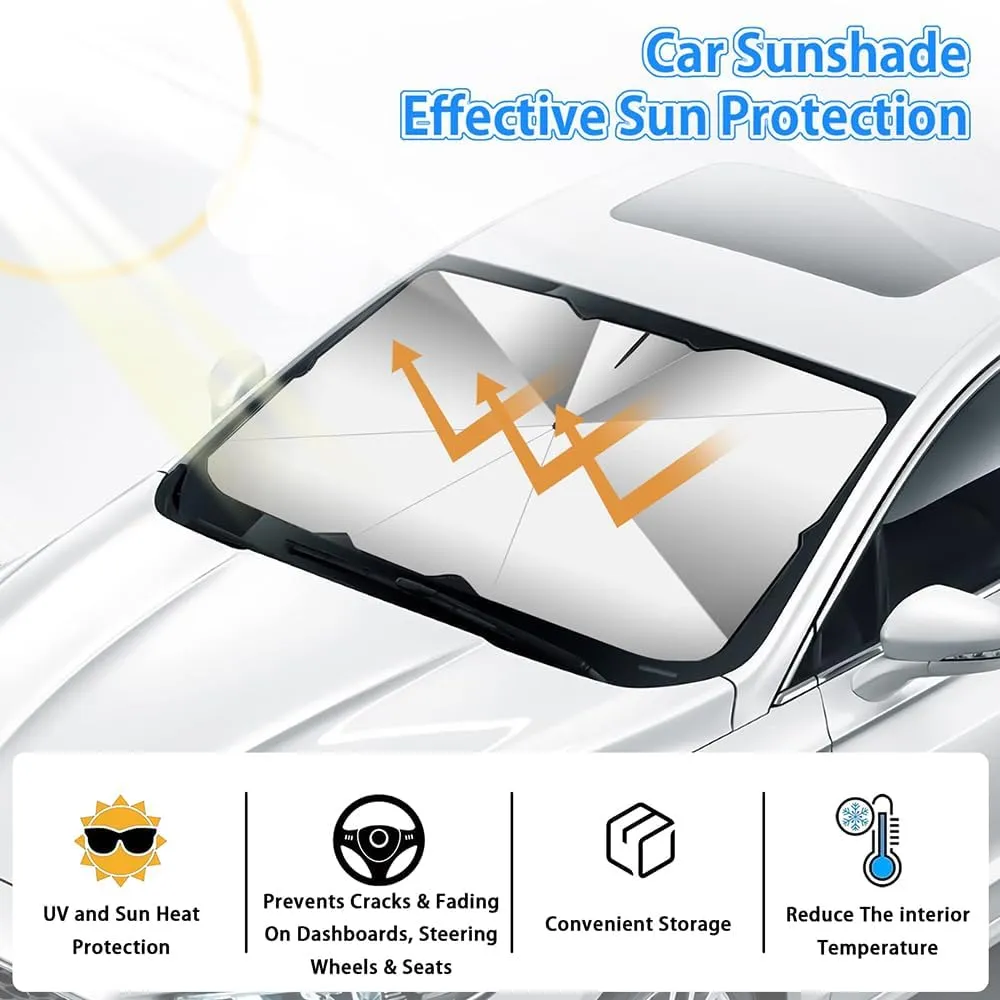 Windshield Sun Shade for Buick Excelle GX/Excelle HRV/Excelle XT, Foldable Car Sun Shade Windshield Cover Sun Shade Reflective Heat Insulation Car Sunshade with Storage Pouch,L-145X80cm