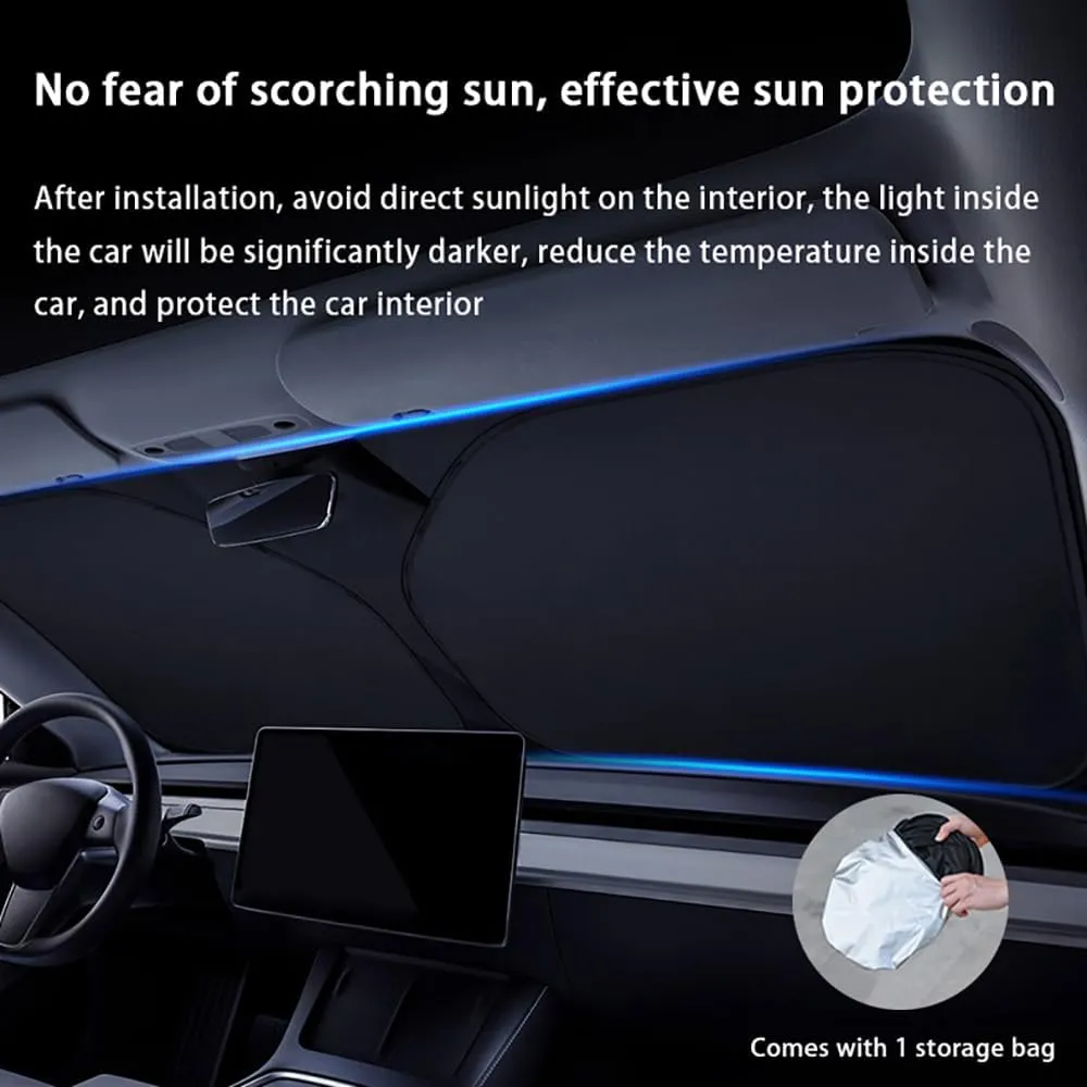 Windshield Sun Shade for Buick Excelle GX/Excelle HRV/Excelle XT, Foldable Car Sun Shade Windshield Cover Sun Shade Reflective Heat Insulation Car Sunshade with Storage Pouch,L-145X80cm