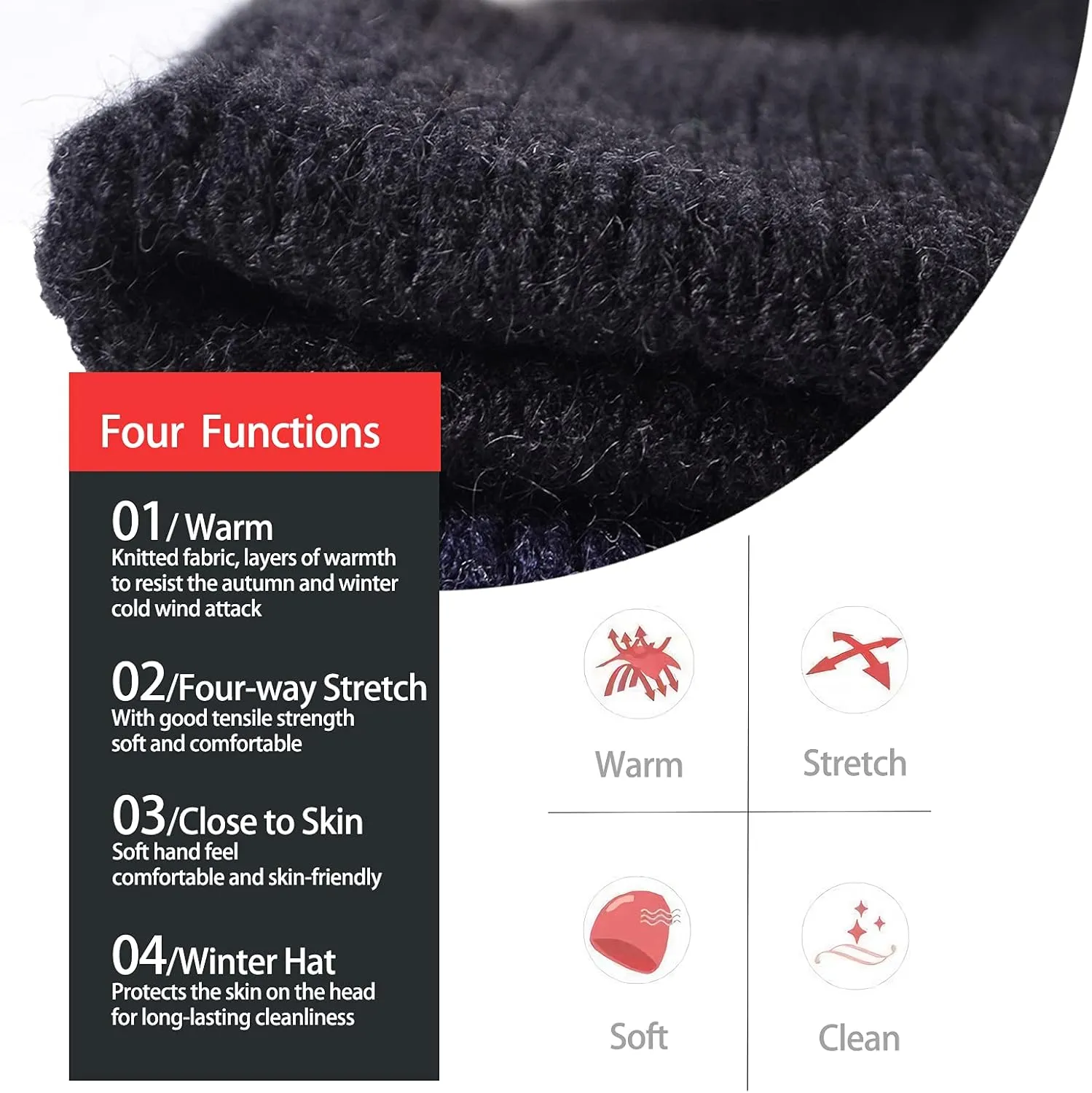 Winter Beanie Hats for Men Outdoor Stretchy Knit Ski Caps with Earflap Windproof