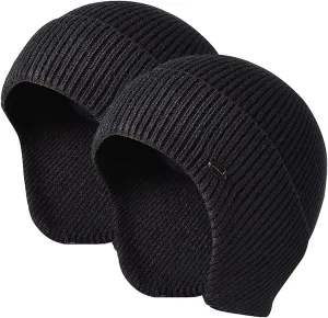 Winter Beanie Hats for Men Outdoor Stretchy Knit Ski Caps with Earflap Windproof