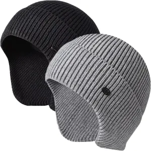 Winter Beanie Hats for Men Outdoor Stretchy Knit Ski Caps with Earflap Windproof