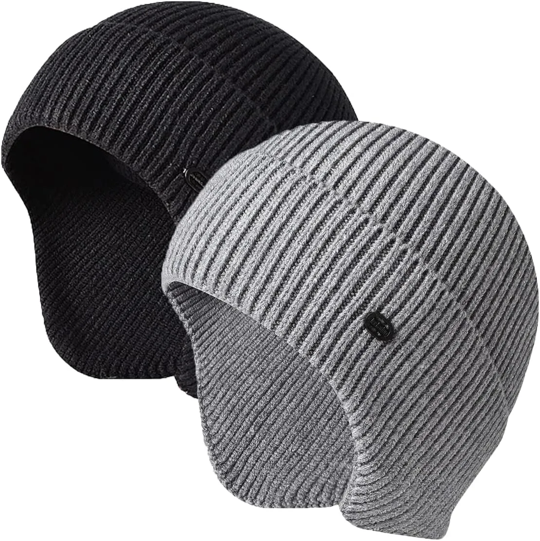 Winter Beanie Hats for Men Outdoor Stretchy Knit Ski Caps with Earflap Windproof