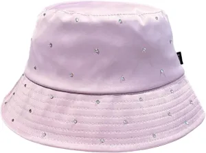 Women Bling Bucket Hat Silky Satin Shiny Rhinestone Bucket Sun Hat Packable Summer Outdoor Fishing Caps for Travel Beach