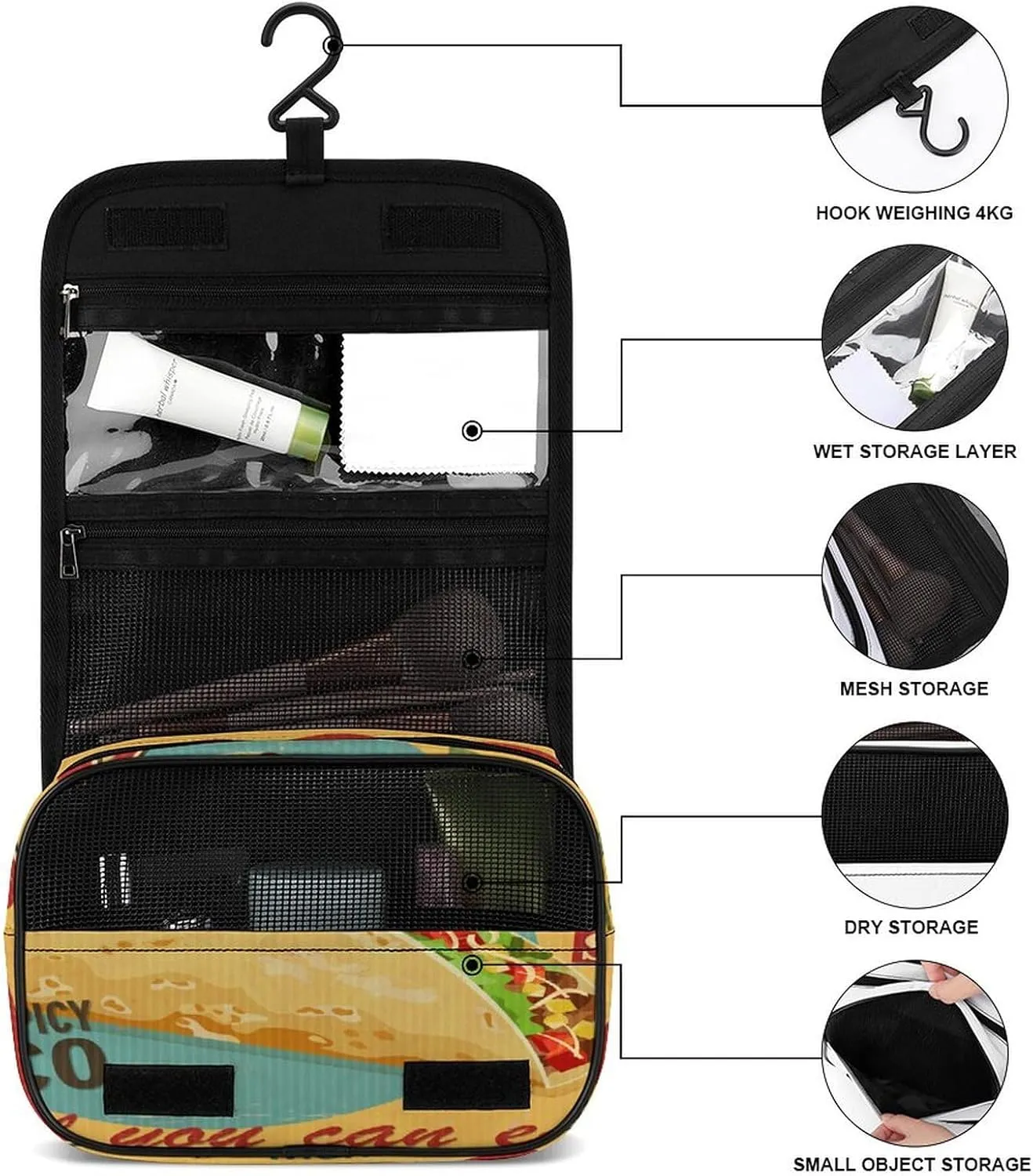 Women Hanging Toiletry Wash bag, Travel Cosmetic Storage Case Organizer