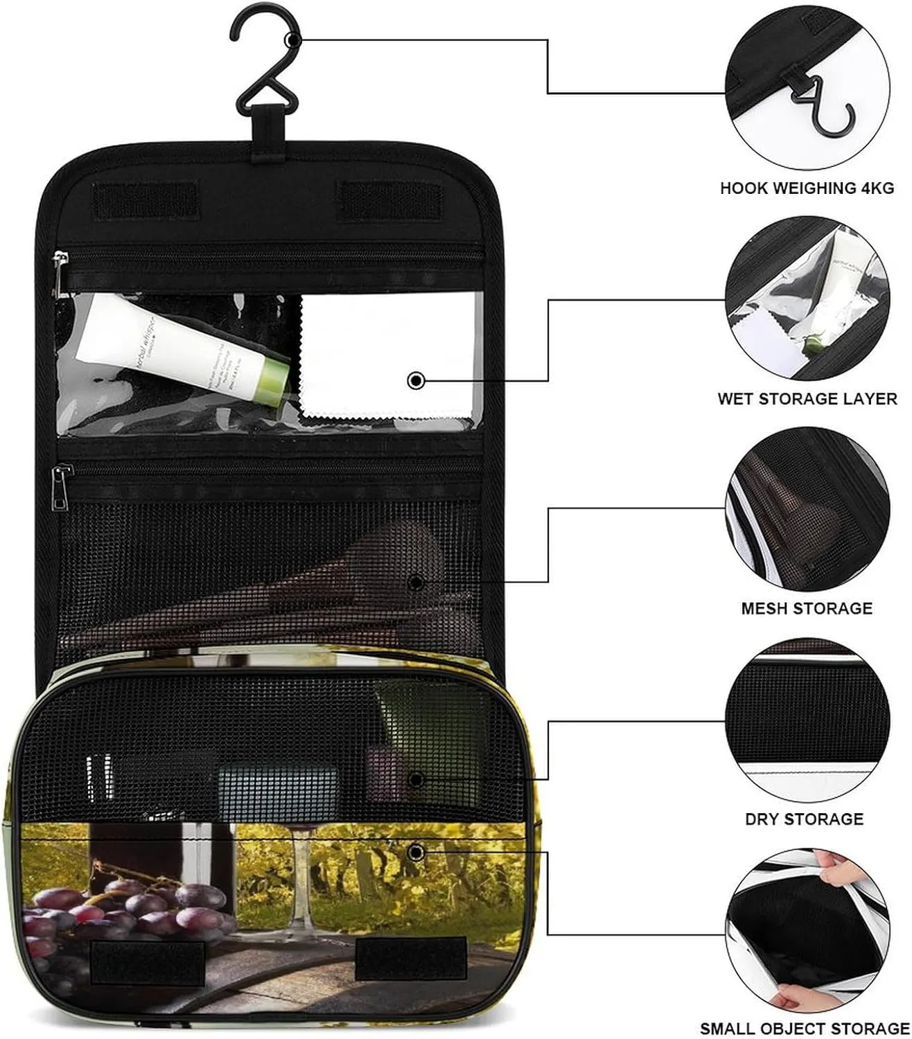 Women Hanging Toiletry Wash bag, Travel Cosmetic Storage Case Organizer