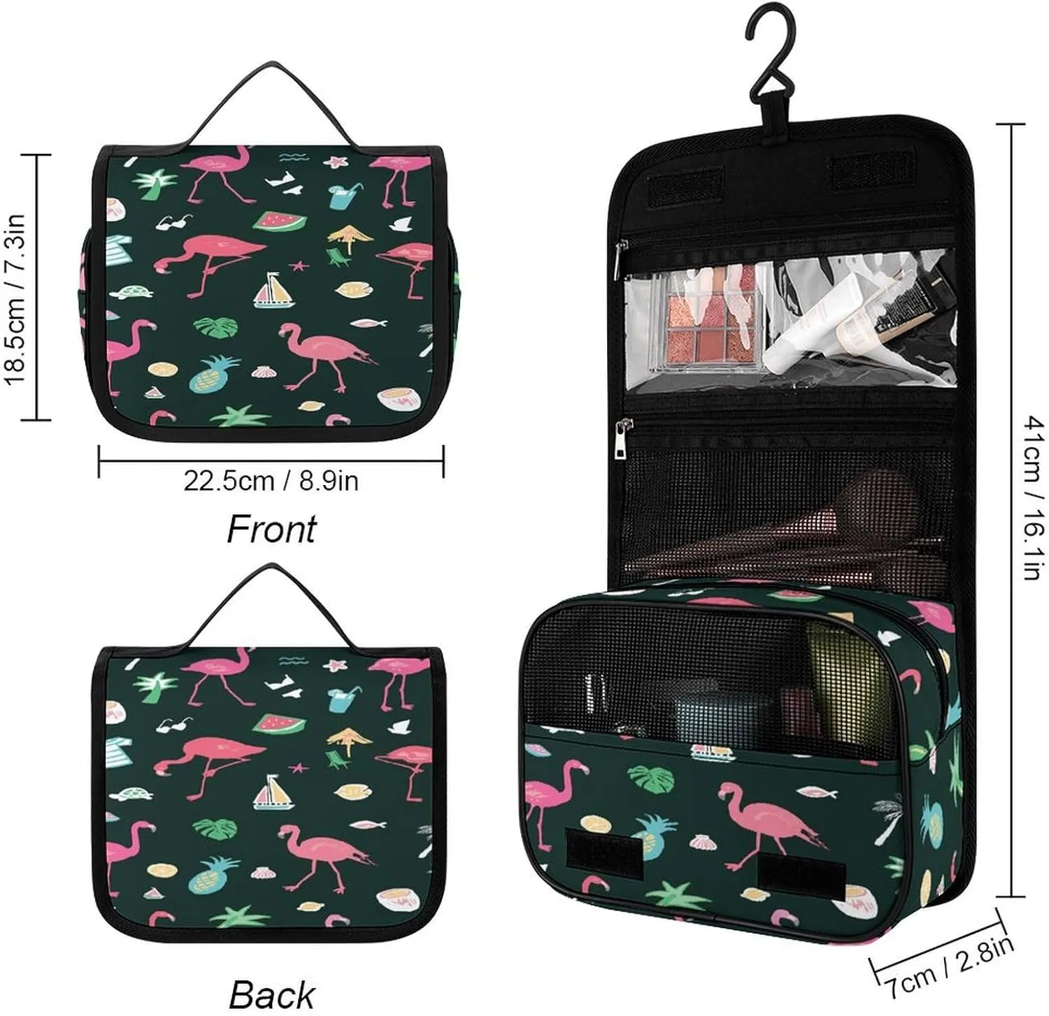 Women Hanging Toiletry Wash bag, Travel Cosmetic Storage Case Organizer