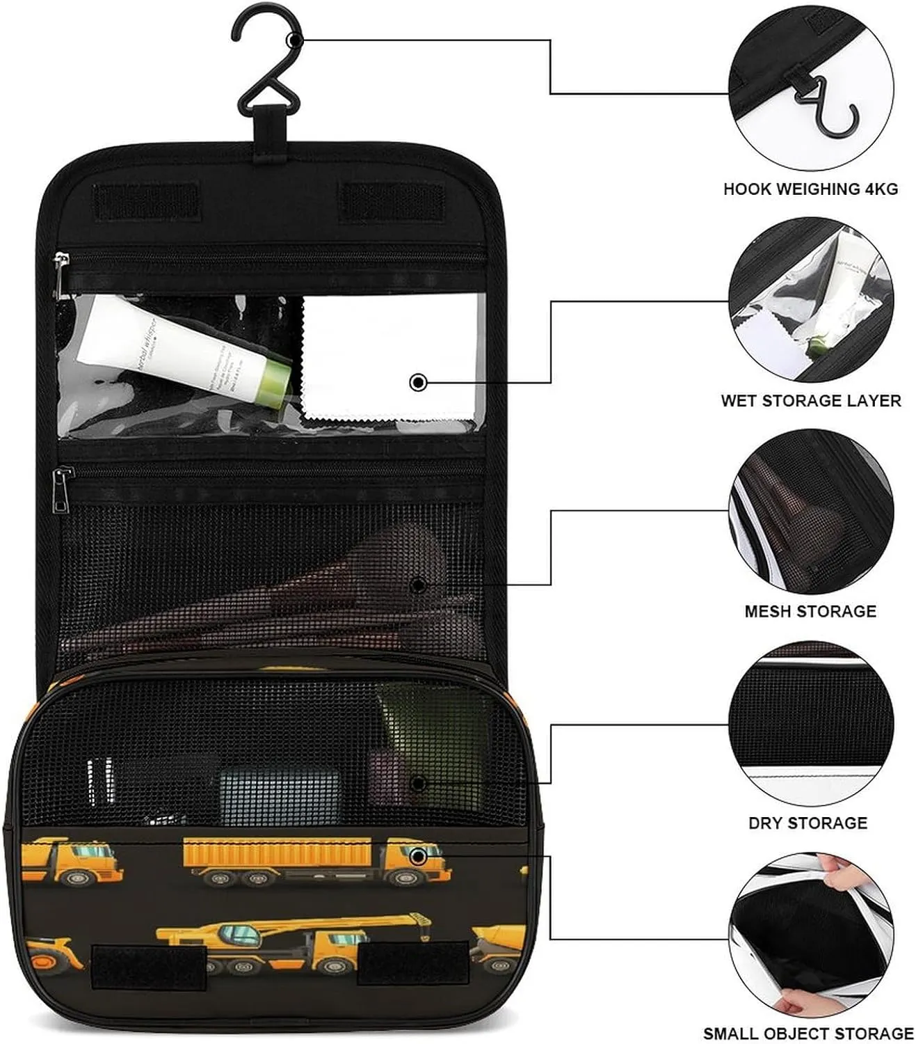 Women Hanging Toiletry Wash bag, Travel Cosmetic Storage Case Organizer