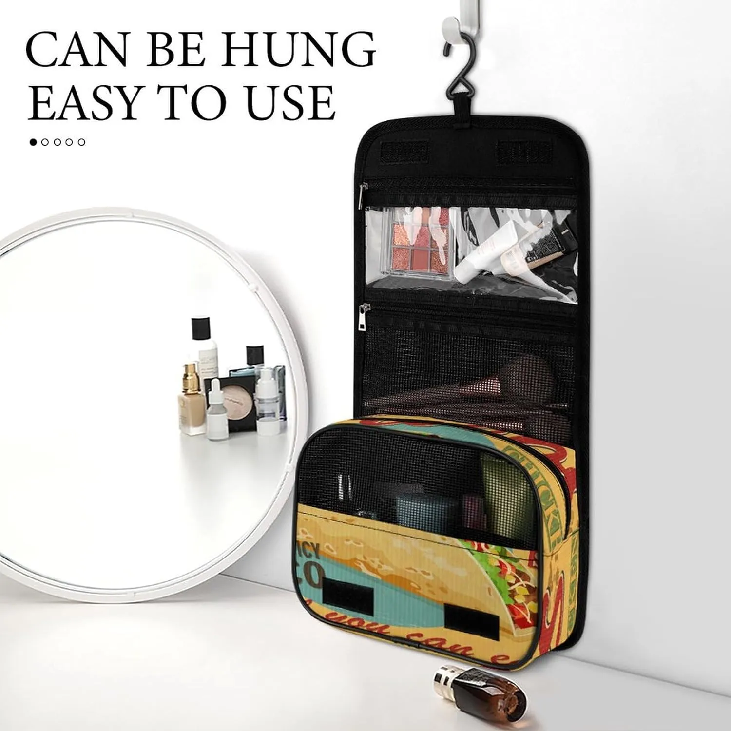 Women Hanging Toiletry Wash bag, Travel Cosmetic Storage Case Organizer