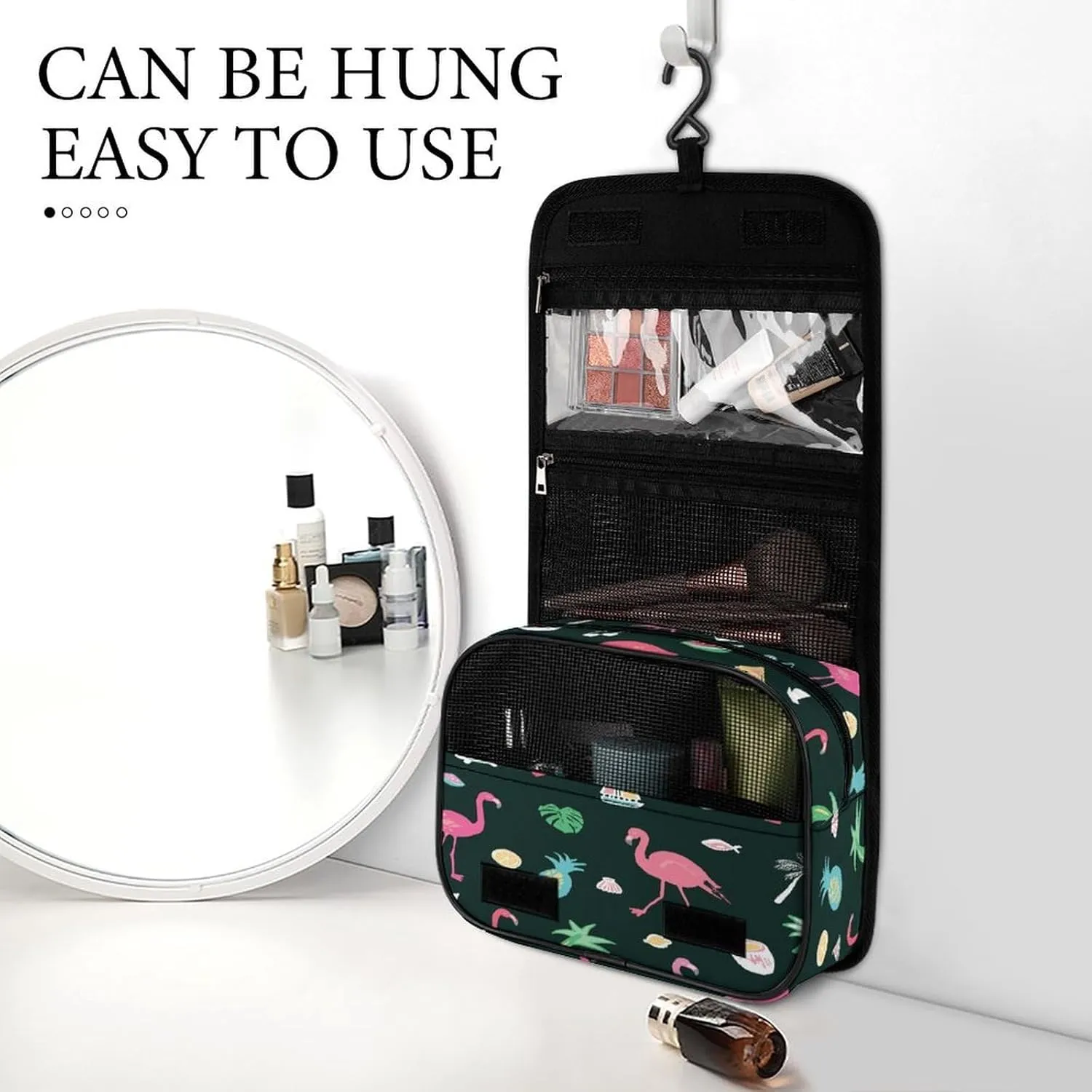 Women Hanging Toiletry Wash bag, Travel Cosmetic Storage Case Organizer