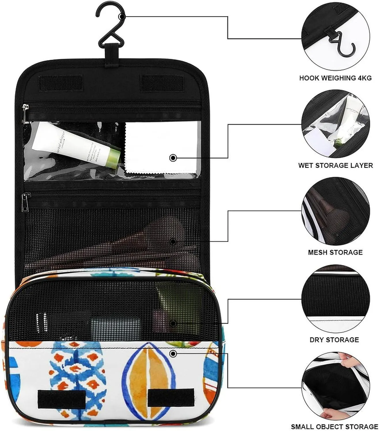 Women Hanging Toiletry Wash bag, Travel Cosmetic Storage Case Organizer