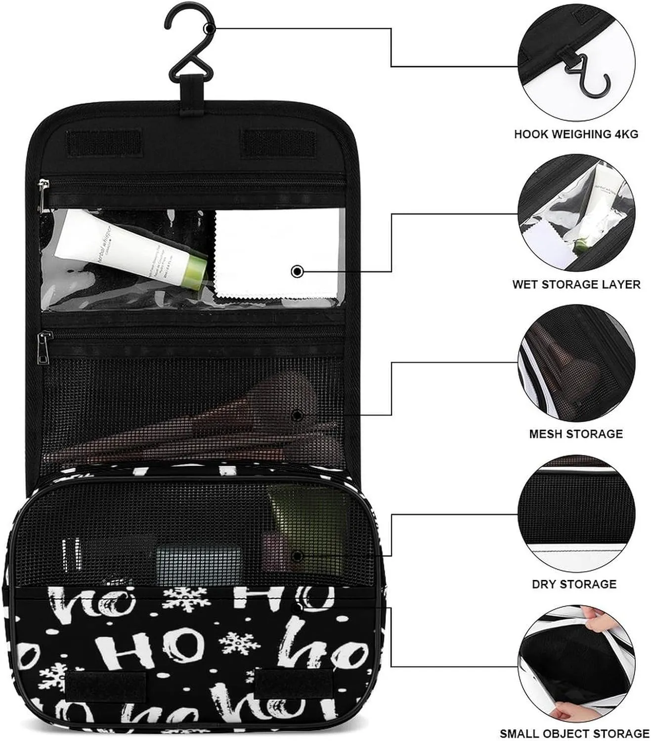 Women Hanging Toiletry Wash bag, Travel Cosmetic Storage Case Organizer