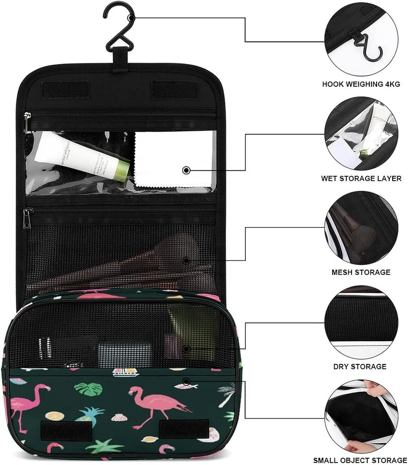 Women Hanging Toiletry Wash bag, Travel Cosmetic Storage Case Organizer