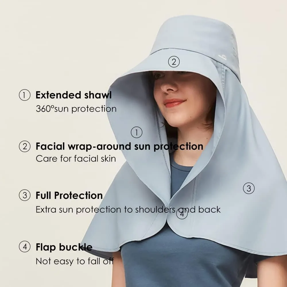 Women Hiking Fishing Sun Hat Wide Brim Cap with Large Neck Flap UPF 50  Sun Protection Hat SLH3M079